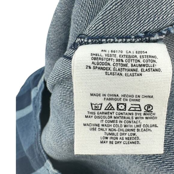 Anthropologie Maeve Denim Skirt Straight Jean Striped Button Fly Blue Size US 6 - Picture 9 of 10